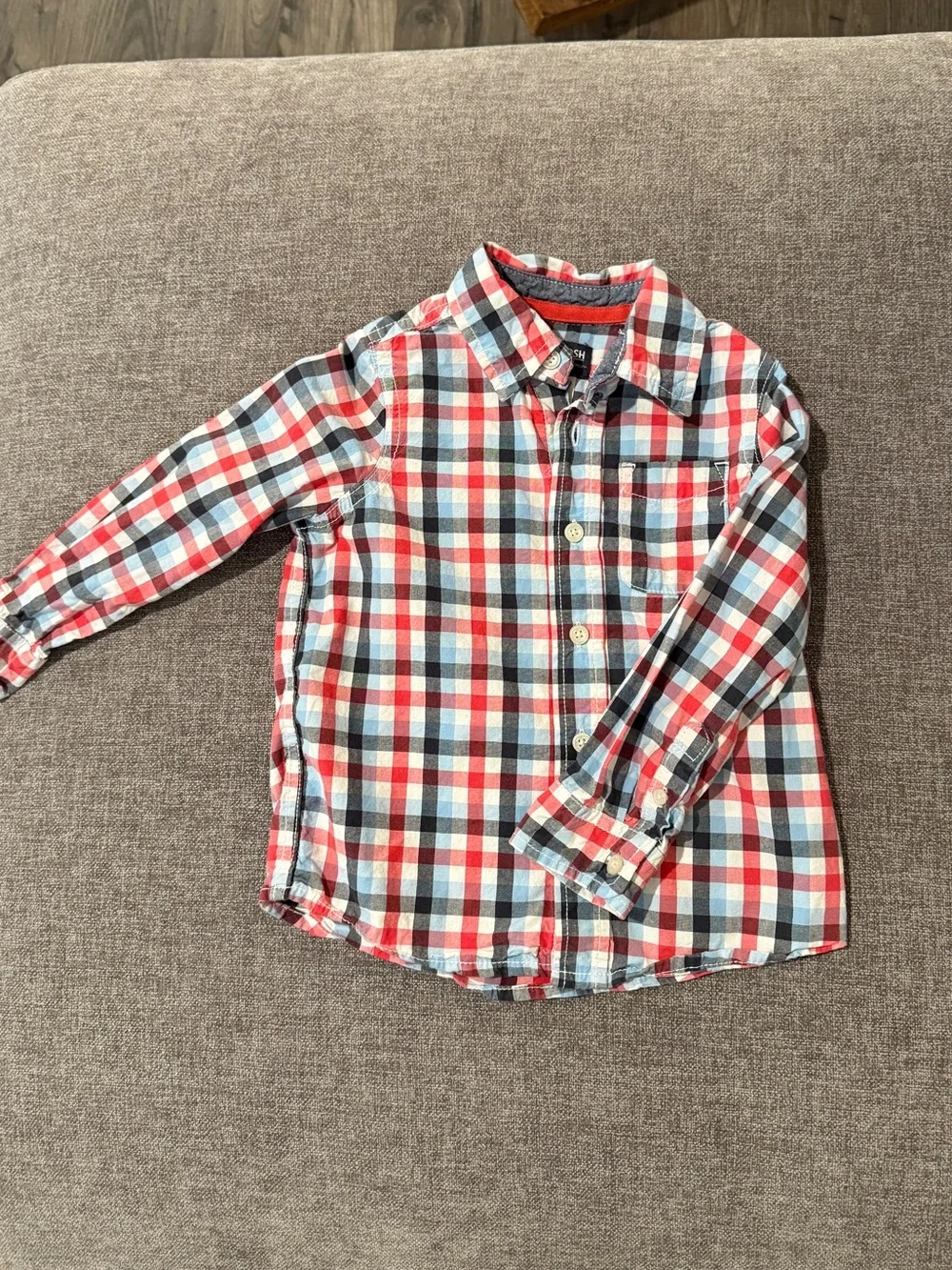 OshKosh B'gosh Red, Blue & White Plaid Button-Down Shirt